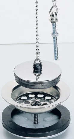 Bonde et vidage plastique pour évier grès à double paroi - Diamètre: 84 mm - Diamètre sortie: 1"1/2 - BLANC^Nicoll Discount