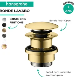Bonde lavabo Push-open aspect doré poli^Hansgrohe Online