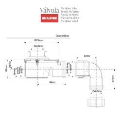 Bonde siphon diam. 50 mm extraplate universelle à évacuation horizontale pour receveur de douche, sortie en 40 mm^McAlpine