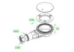 Bonde Siphon extra-plat avec tuyau flexible - Diamètre 90 mm - Siphon de douche - Installation facile et gain de place-AICA Sanitaire Discount