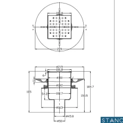 Bonde verticale DINO pour receveurs à carreler avec grille en acier inoxydable-Stano Clearance