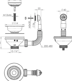 Bonde évier 1 cuve avec vidage manuel diamètre 90 mm couleur noir^Poalgi Clearance