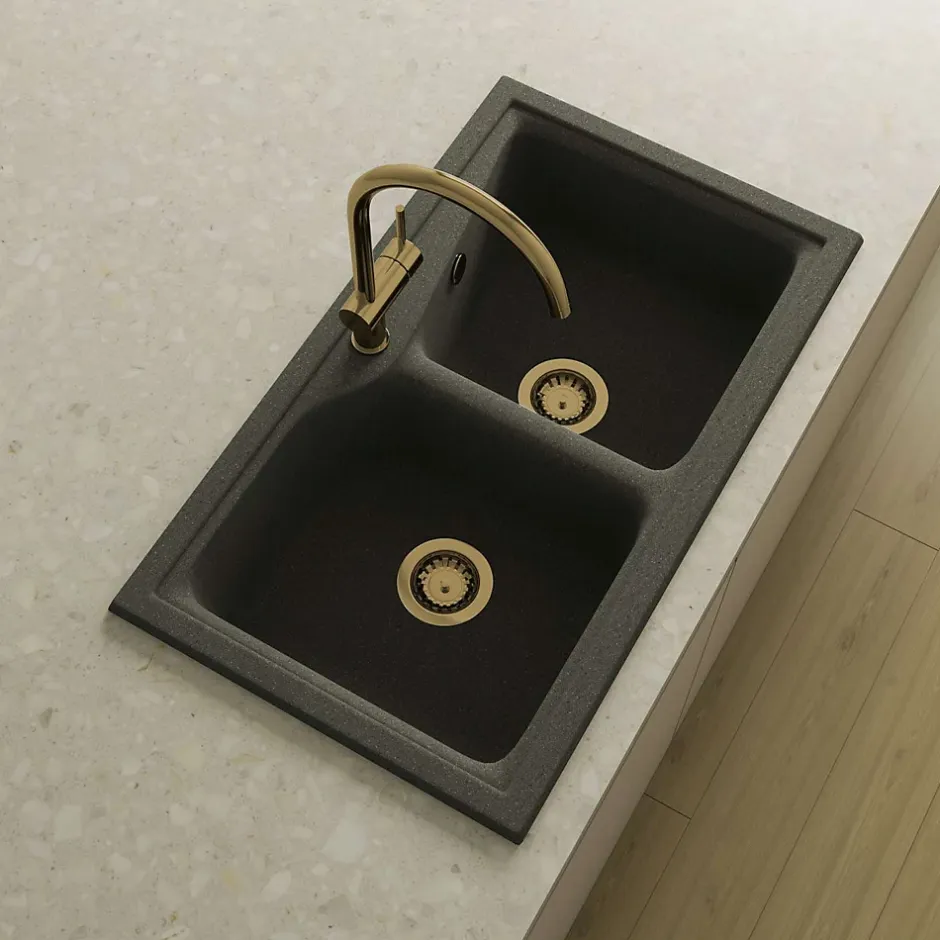 Bonde évier 2 cuves avec vidage manuel diamètre 90 mm couleur or-Poalgi Hot