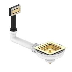 Bonde évier carrée 1 cuve avec vidage manuel diamètre 90 mm couleur or^Poalgi