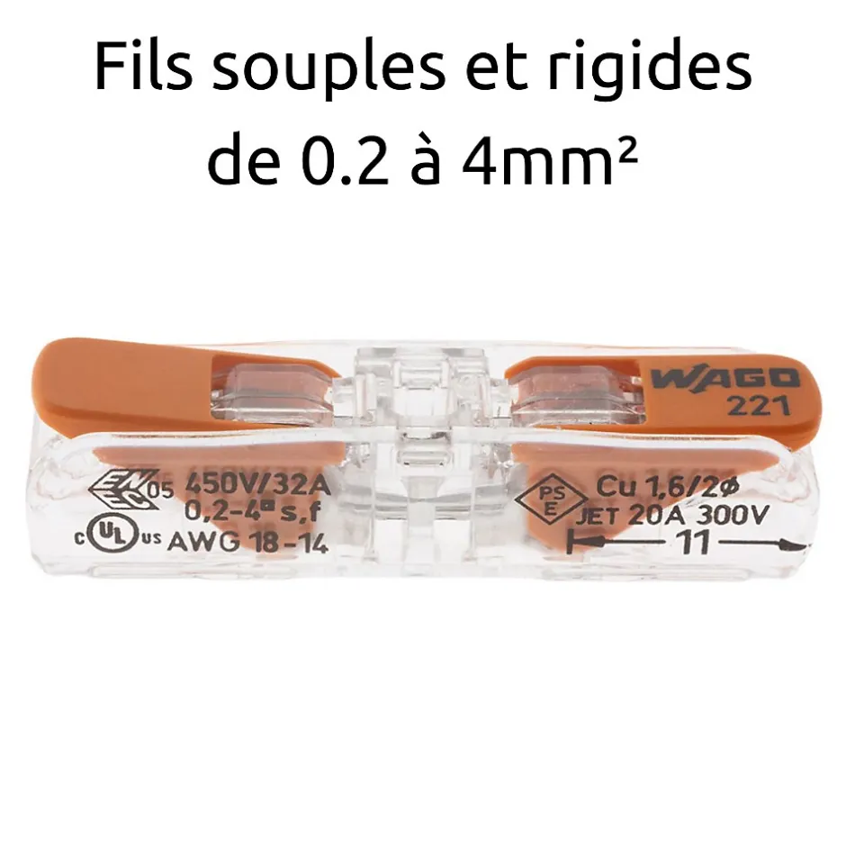 Borne à leviers S221 In Line 4mm² (à l'unité)^Wago New