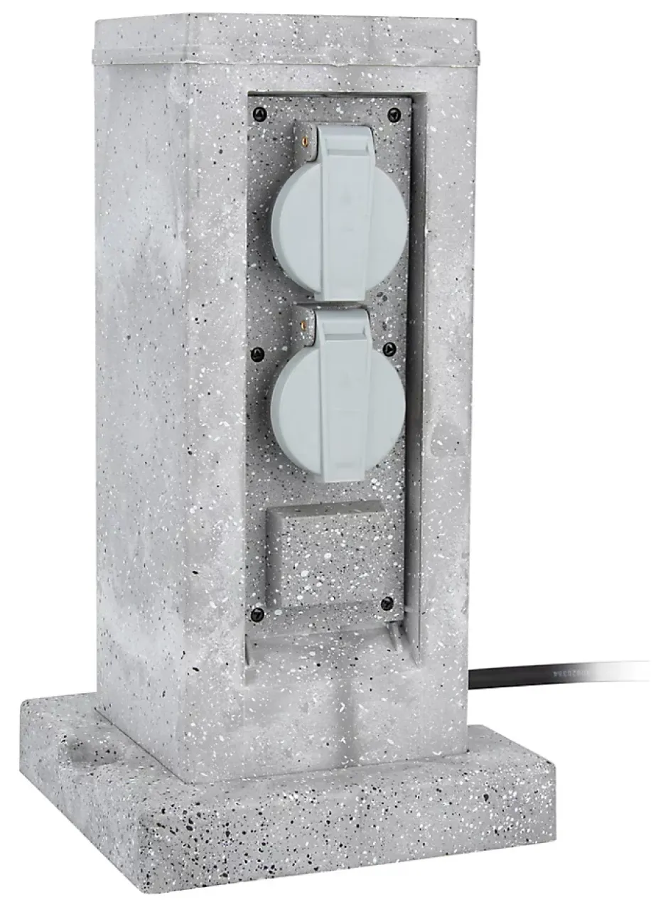 Borne de jardin extérieure 2 prises + programmateur 5 m-Zenitech Discount