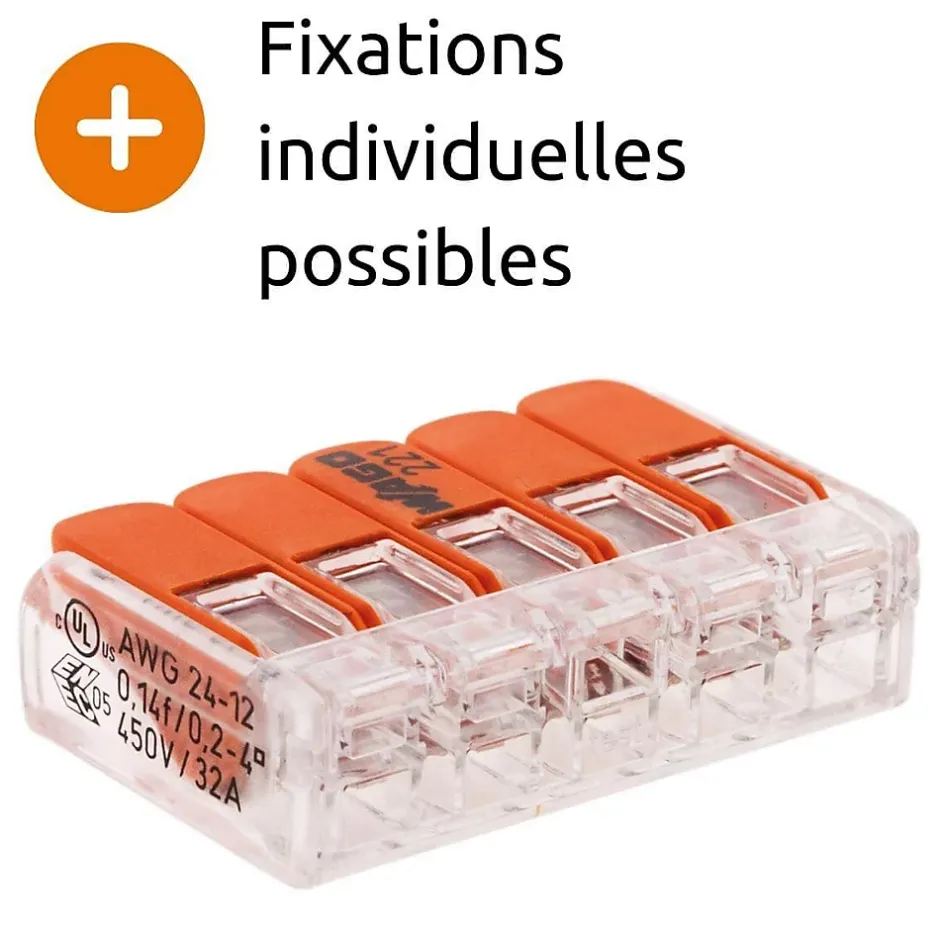 Borne de raccordement S221 5 conducteurs - leviers 4mm² -^Wago Sale