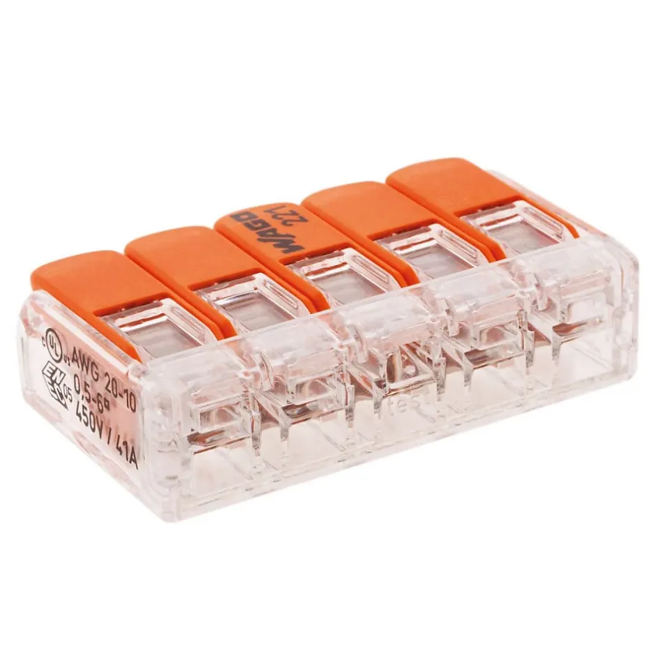 Borne de raccordement S221 5 conducteurs - leviers 4mm² -^Wago Sale