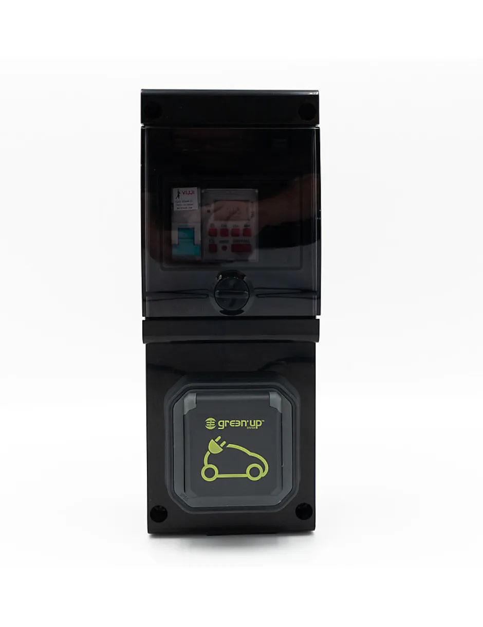 Borne De Recharge Avec Horloge équipée D'une Prise Green'up Complète Avec Protections^Carré Rouge Discount