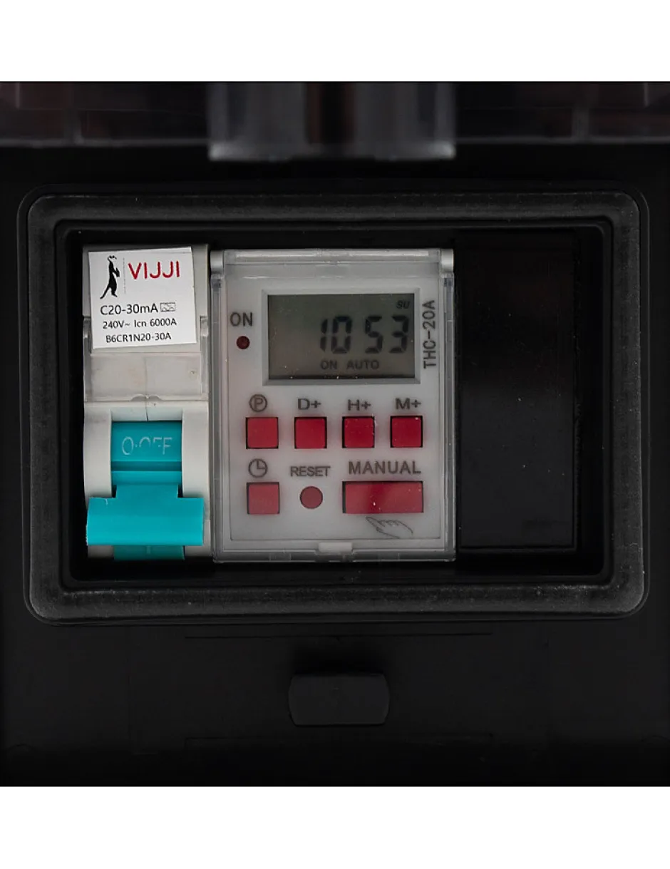 Borne De Recharge Avec Horloge équipée D'une Prise Green'up Complète Avec Protections^Carré Rouge Discount