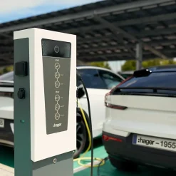 Borne de recharge double pour voiture électrique Witty Park OCPP 22 kW inoxydable avec RFID - - XEV601C-Hager New