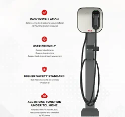 Borne de recharge intelligente 7kW Connectivité Wi-Fi Ethernet Type 2-TCL Outlet