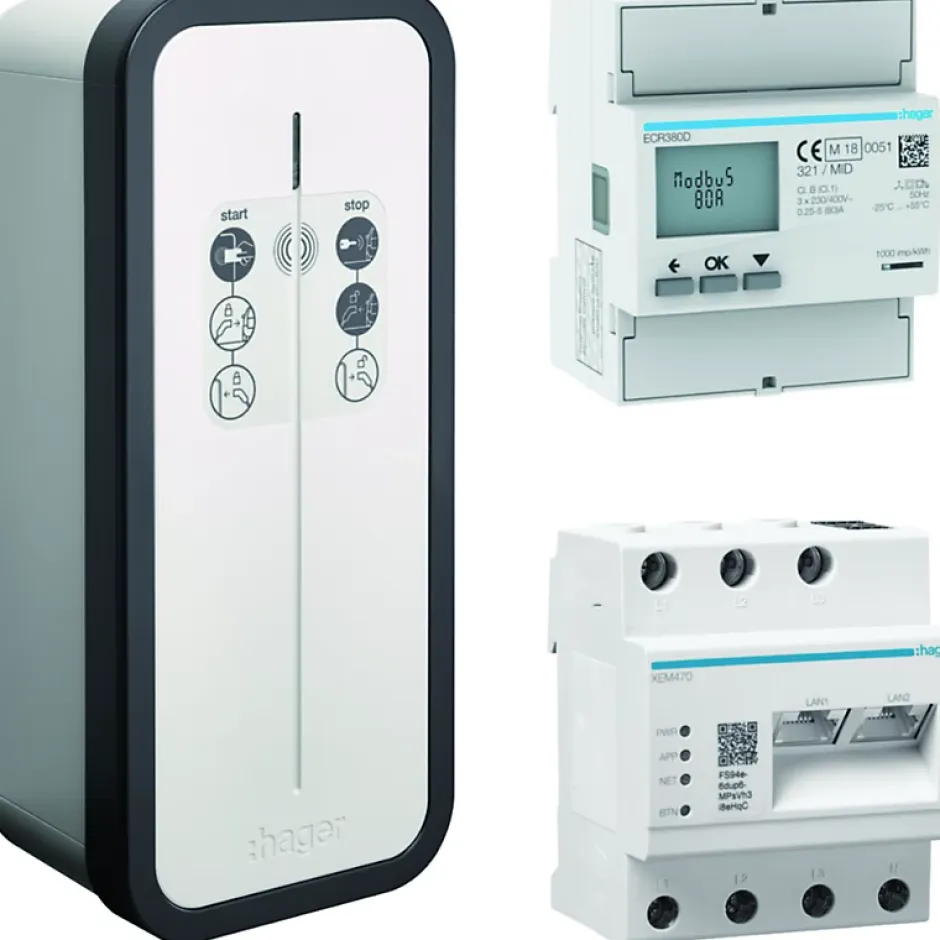 Borne de recharge pour voiture électrique Witty Solar 22 kW avec gestionnaire et compteur PV - - XEV1K22T2SEMC-Hager Online