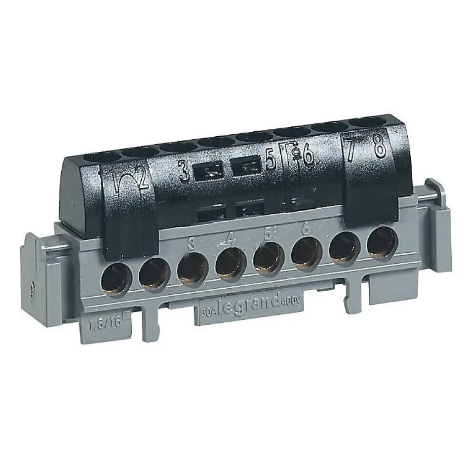 Bornier Phase Lexic 8 Bornes Câble 1,5 À 16 Mm² Noir-Legrand Best