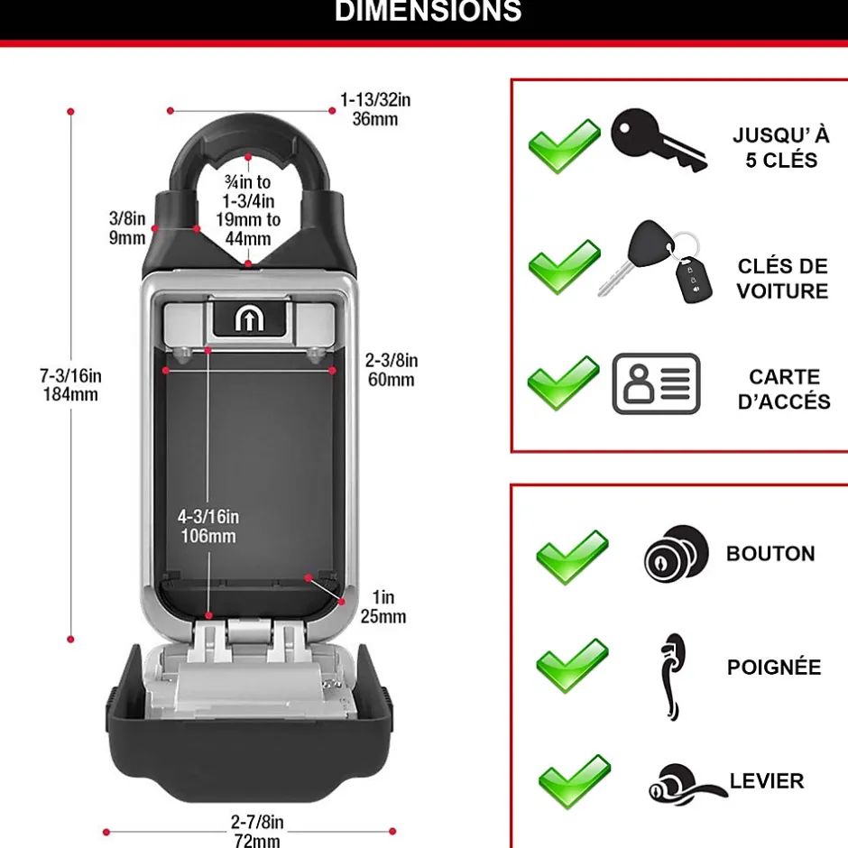 Boîte à clé à anse rétractable Masterlock Select Acess 5420EURD^Master Lock New