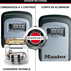 Boîte à clés sécurisée à combinaison programmable et fixation murale^Master Lock Outlet