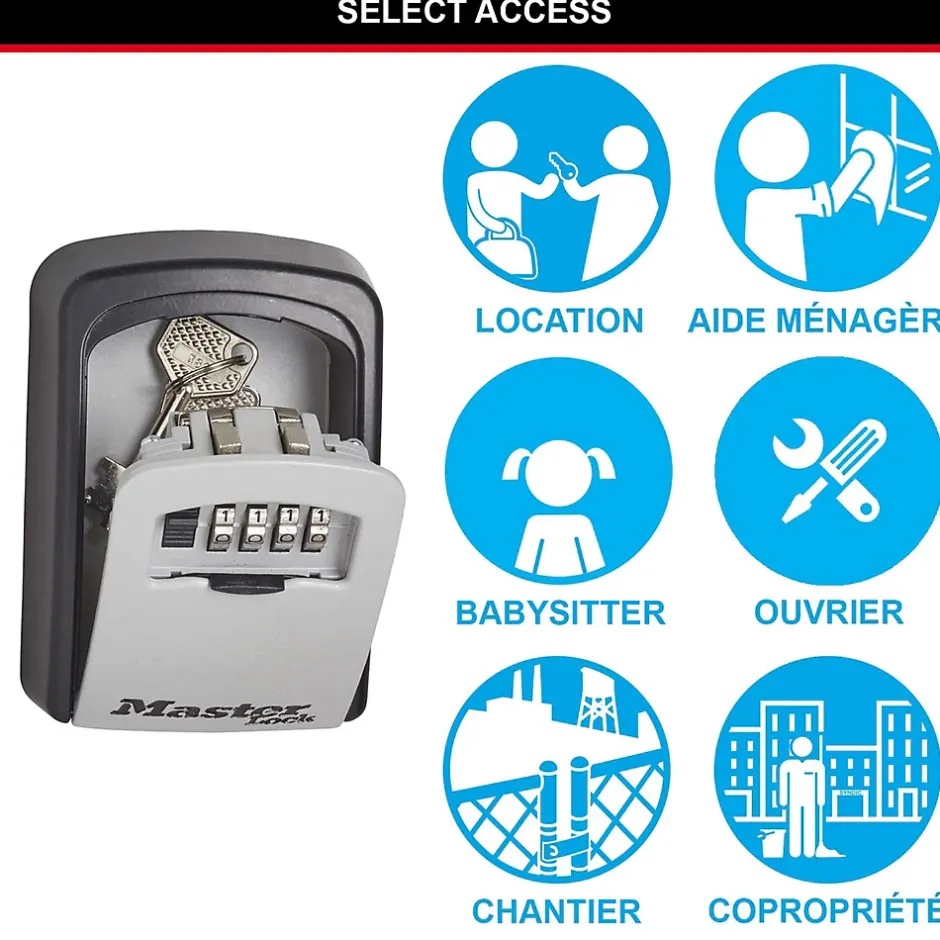 Boîte à clés sécurisée à combinaison programmable et fixation murale^Master Lock Outlet