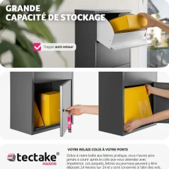 Boîte à colis Fortress avec clapet de sécurité 44 x 22 x 82 cm^Tectake Best