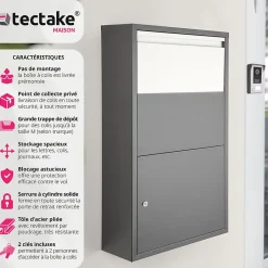 Boîte à colis Fortress avec clapet de sécurité 44 x 22 x 82 cm^Tectake Best