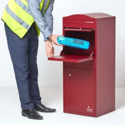 Boîte aux lettres 1 porte Boîte à colis Large Bordeaux en acier^Smart Parcel Box