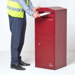 Boîte aux lettres 1 porte Boîte à colis Large Bordeaux en acier^Smart Parcel Box