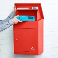 Boîte aux lettres 1 porte Boîte à colis Rouge en acier^Smart Parcel Box Outlet