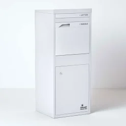 Boîte aux lettres 2 portes Boîte à colis Large Blanc en acier-Smart Parcel Box Online