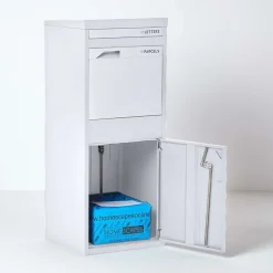 Boîte aux lettres 2 portes Boîte à colis Large Blanc en acier-Smart Parcel Box Online