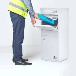 Boîte aux lettres 2 portes Boîte à colis Large Blanc en acier-Smart Parcel Box Online