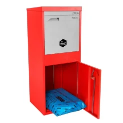 Boîte aux lettres 2 portes Boîte à colis Large Rouge en acier^Smart Parcel Box Outlet