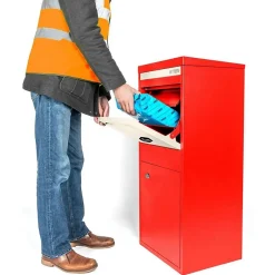 Boîte aux lettres 2 portes Boîte à colis Large Rouge en acier^Smart Parcel Box Outlet