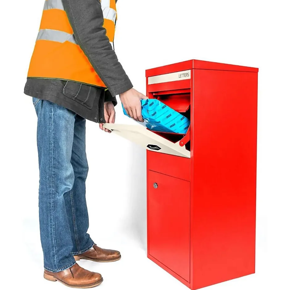 Boîte aux lettres 2 portes Boîte à colis Large Rouge en acier^Smart Parcel Box Outlet