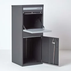 Boîte aux lettres 2 portes Boîte à colis Large Gris foncé en acier-Smart Parcel Box