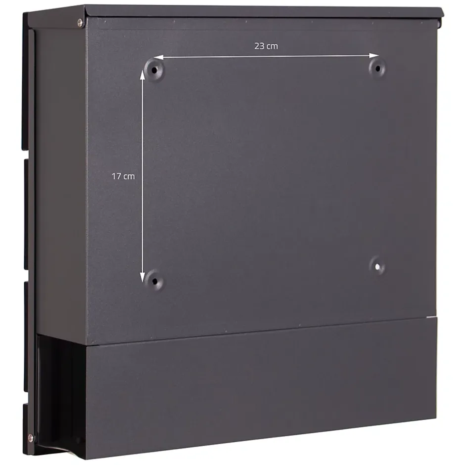 Boîte aux lettres anthracite/aspect marbre sur pied argenté en acier + clés^Ml-Design New