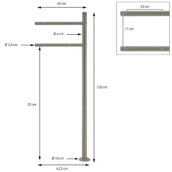 Boîte aux lettres anthracite/aspect marbre sur pied argenté en acier + clés^Ml-Design New