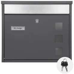 Boîte aux lettres anthracite-argent avec support métallisé 120cm+ kit de montage^Ml-Design Discount