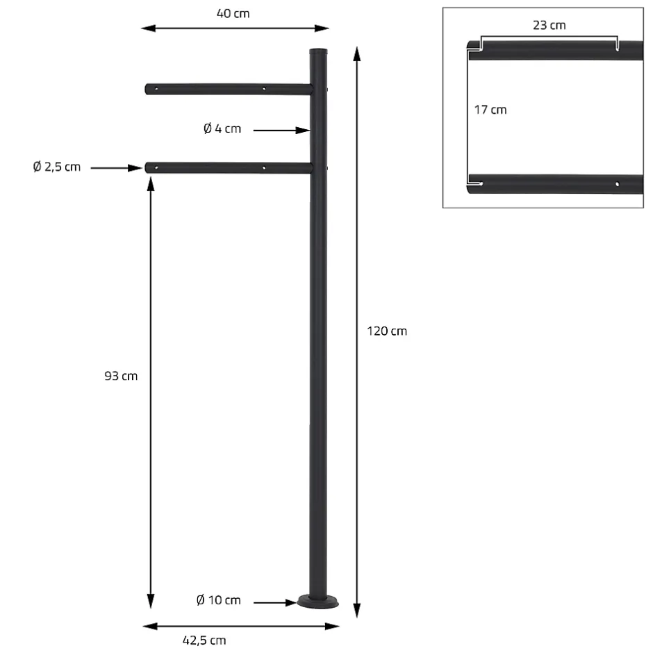 Boîte aux lettres anthracite / imitation bois avec support acier et kit montage-Ml-Design