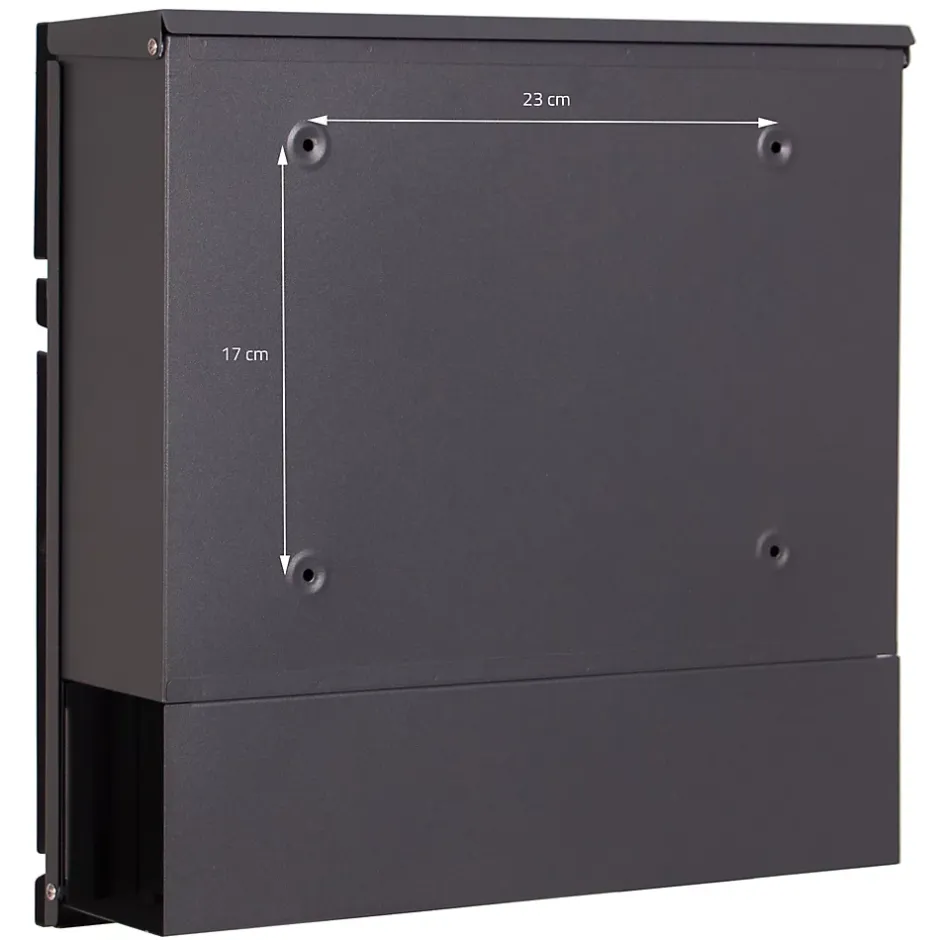 Boîte aux lettres anthracite/bois naturel avec support argenté acier inoxydable-Ml-Design Outlet