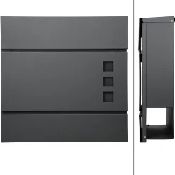 Boîte aux lettres avec compartiment à journaux avec support poteau anthracite^ECD Germany New