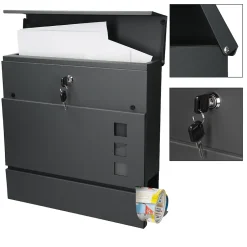 Boîte aux lettres avec compartiment à journaux avec support poteau anthracite^ECD Germany New