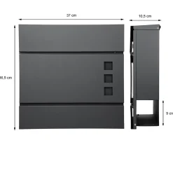 Boîte aux lettres avec compartiment à journaux avec support poteau anthracite^ECD Germany New