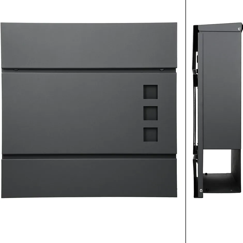 Boîte aux lettres avec compartiment à journaux au support poteau anthracite^ECD Germany Discount