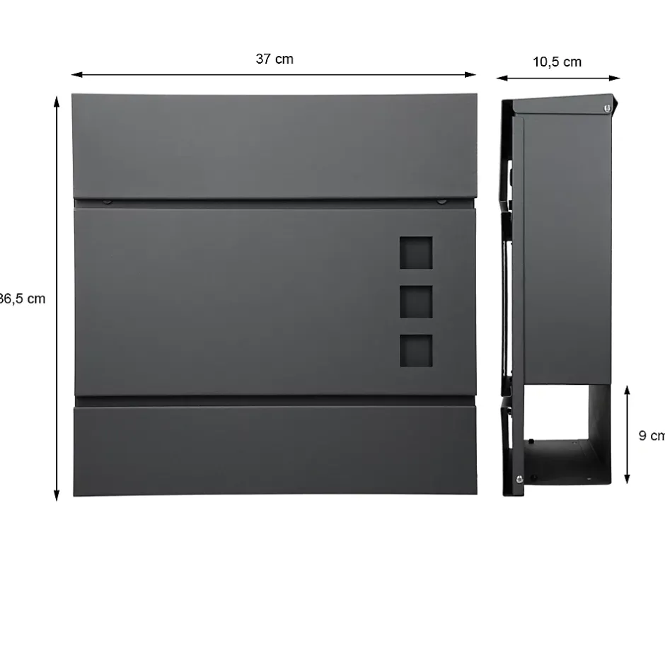 Boîte aux lettres avec compartiment à journaux au support poteau anthracite^ECD Germany Discount