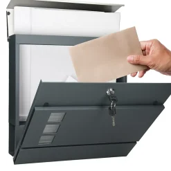 Boîte aux lettres avec support boîte postale anthracite/argent sur pieds +2 clés-ECD Germany Best