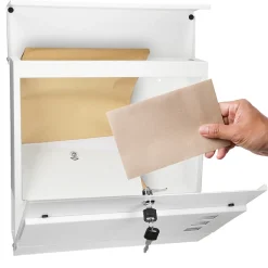 Boîte aux lettres avec support mailbox blanc moderne avec 2 clés incluses-ECD Germany Clearance