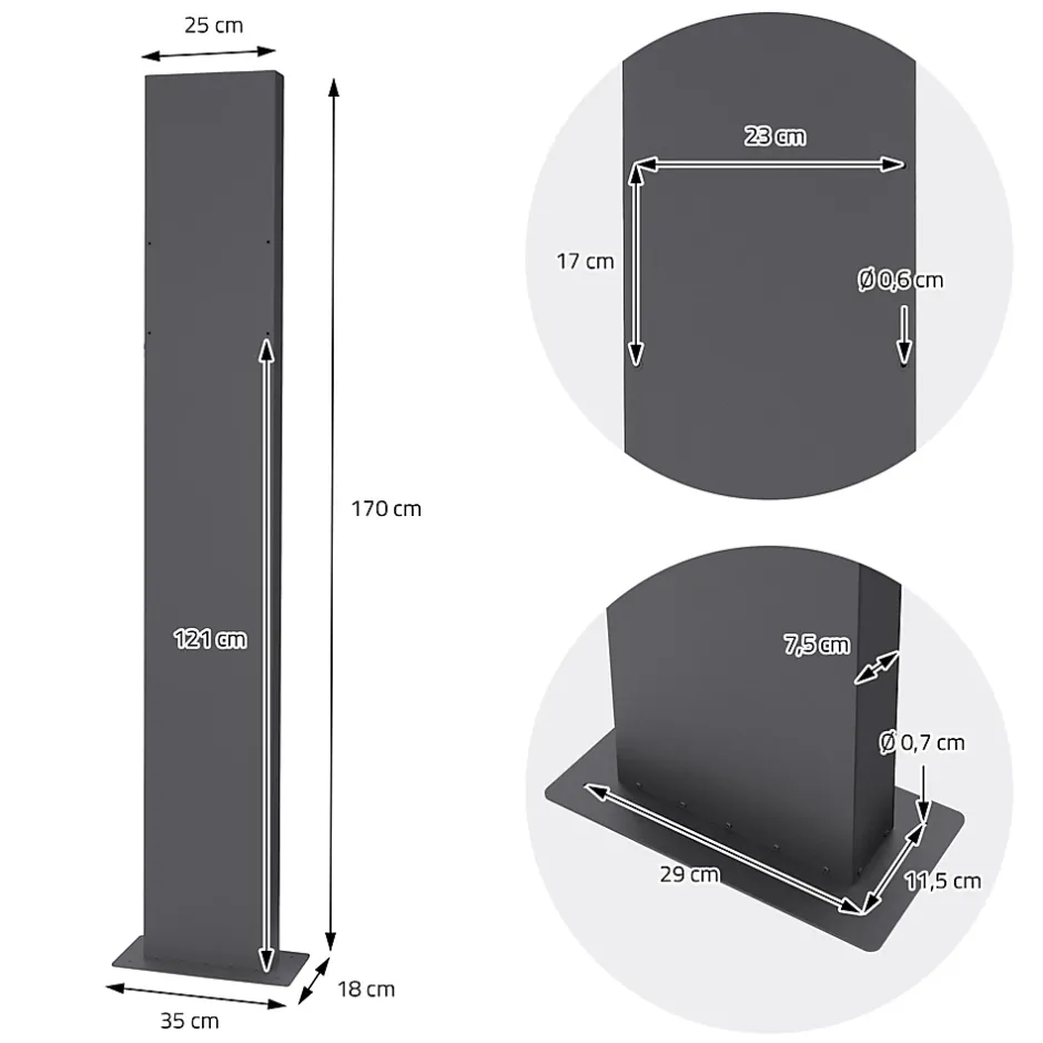 Boîte aux lettres avec support mailbox anthracite moderne avec 2 clés incluses^Ml-Design New