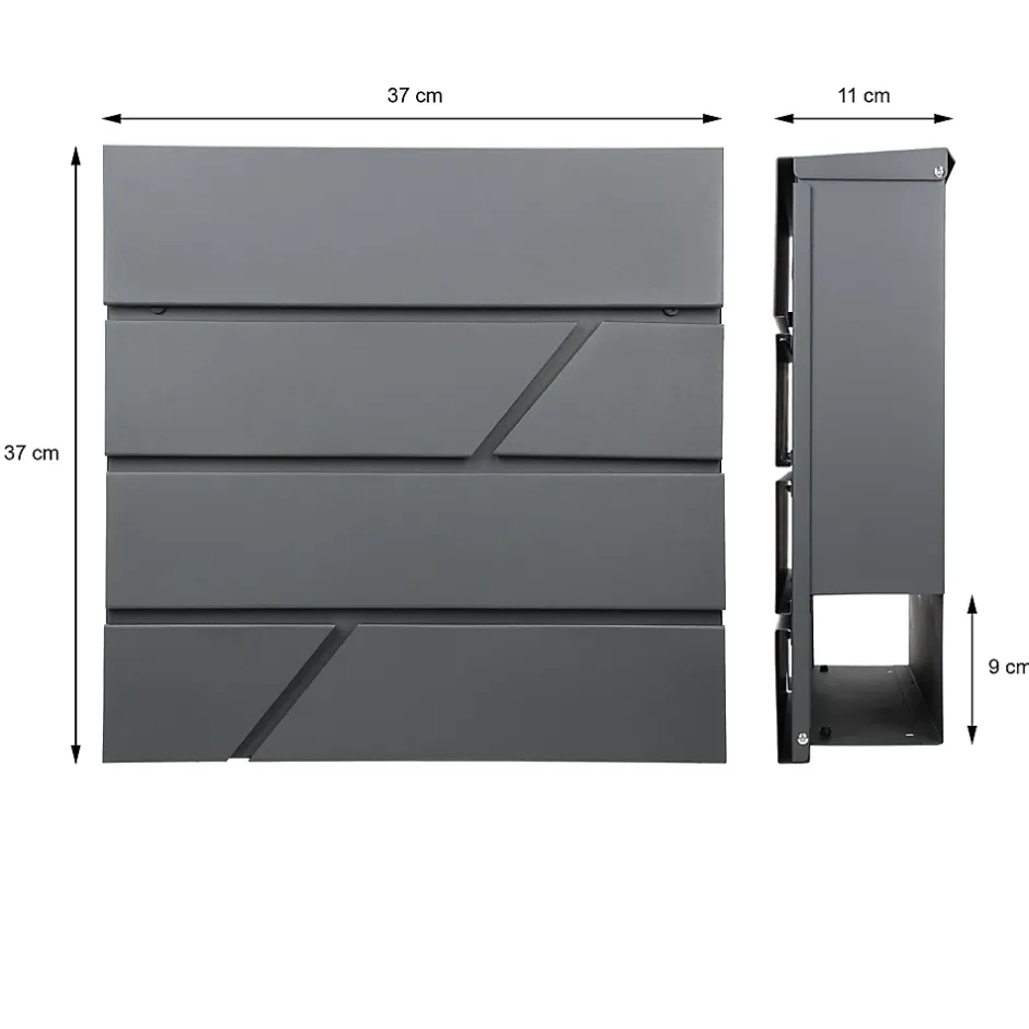 Boîte aux lettres avec support mailbox anthracite moderne avec 2 clés incluses^Ml-Design New
