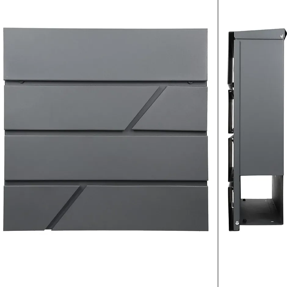 Boîte aux lettres avec support mailbox anthracite moderne avec 2 clés incluses^Ml-Design New