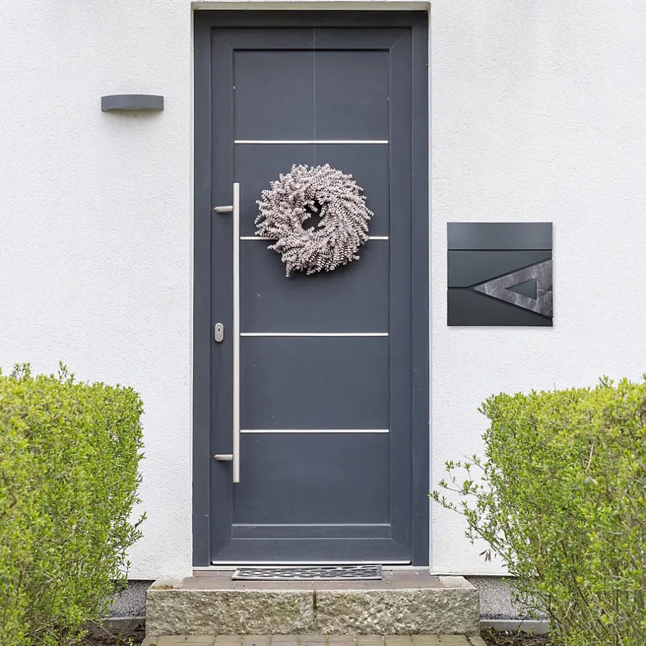 Boîte aux lettres en acier optique marbre noir murale moderne avec 2 clés inclus^Ml-Design Discount