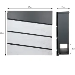 Boîte aux lettres en acier optique marbre blanc murale moderne + 2 clés inclus-Ml-Design Clearance